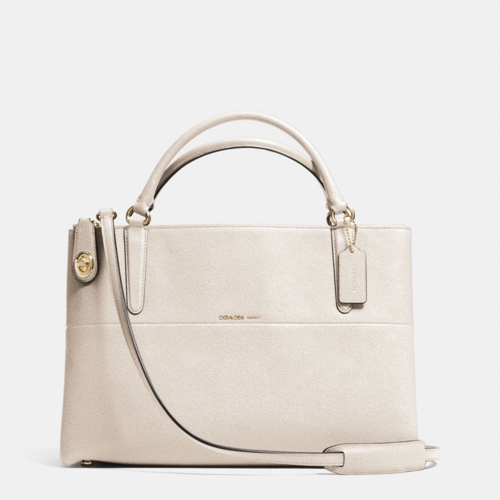 TURNLOCK BOROUGH BAG IN EMBOSSED TEXTURED LEATHER - COACH f33546 - LIGHT GOLD/CHALK