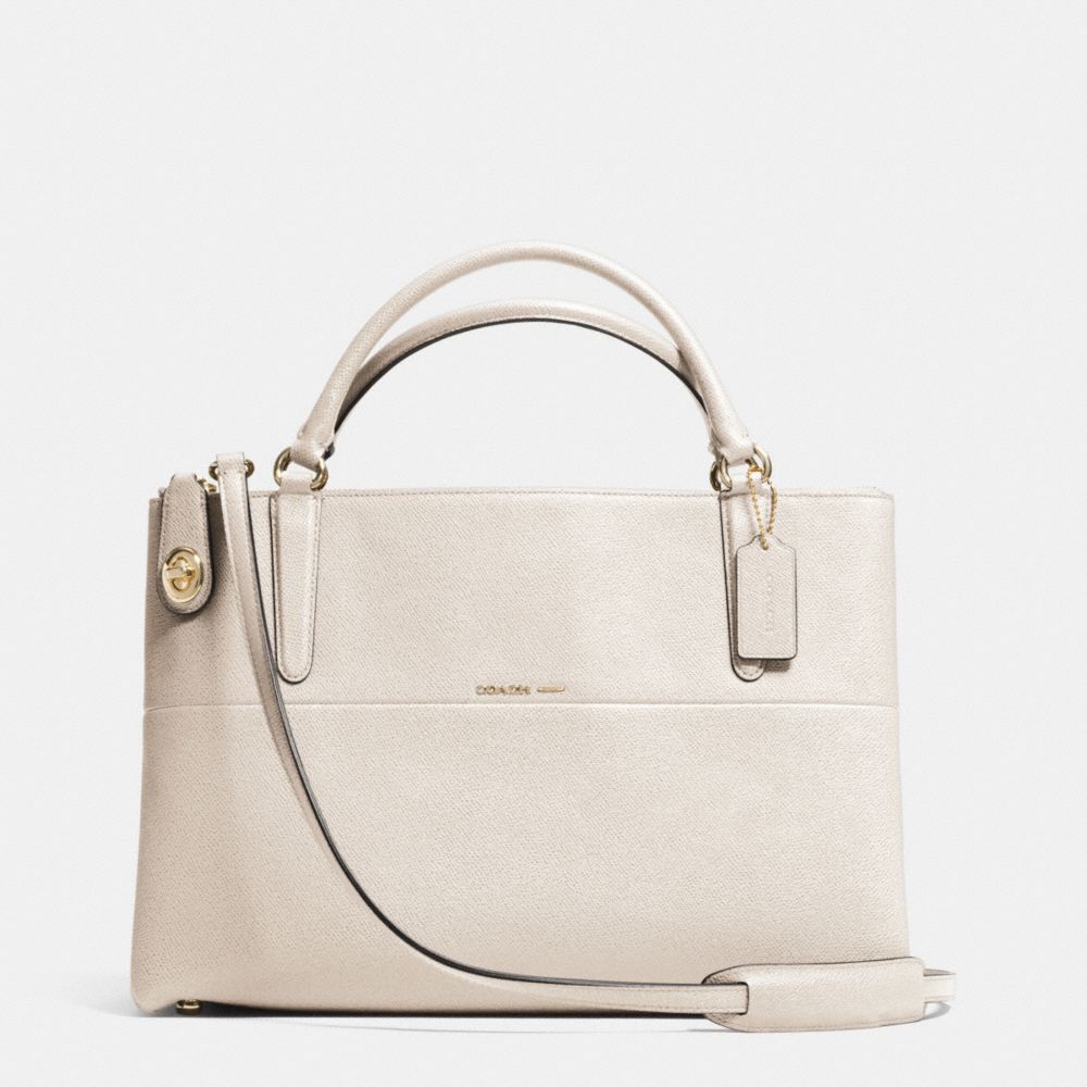 COACH TURNLOCK BOROUGH BAG IN EMBOSSED TEXTURED LEATHER - LIGHT GOLD/CHALK - F33546