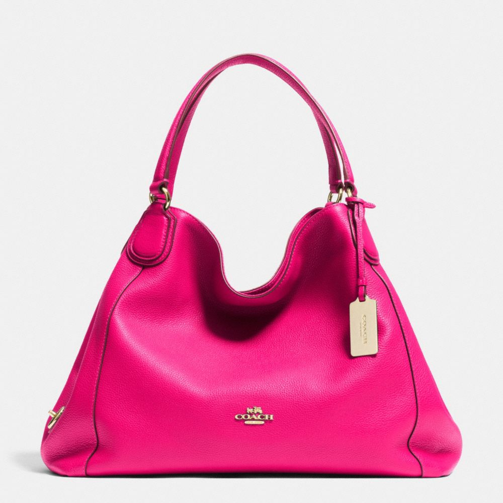 COACH EDIE SHOULDER BAG IN LEATHER - LIGHT GOLD/PINK RUBY - F33547