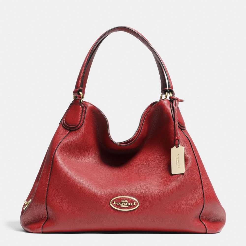 COACH EDIE SHOULDER BAG IN LEATHER - LIGHT GOLD/RED CURRANT - F33547