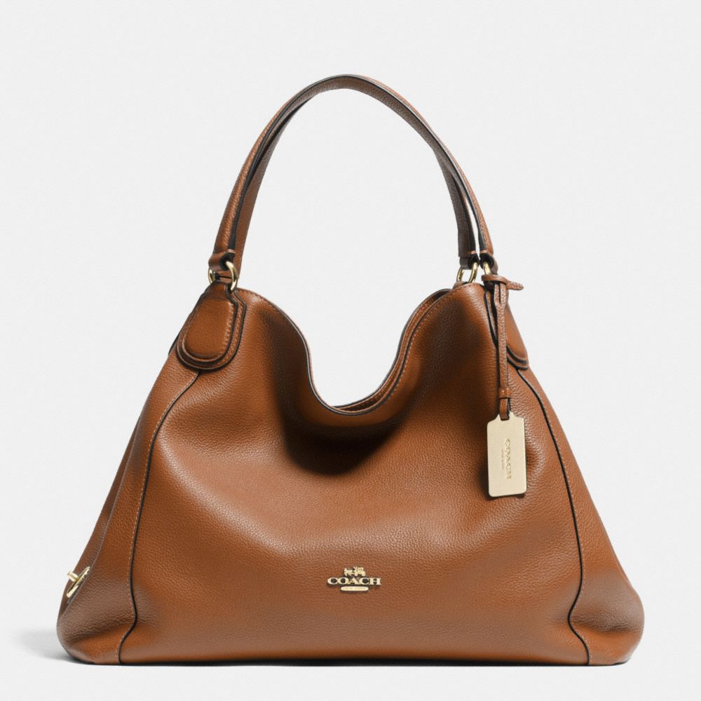 COACH EDIE SHOULDER BAG IN LEATHER - LIGHT GOLD/SADDLE - F33547