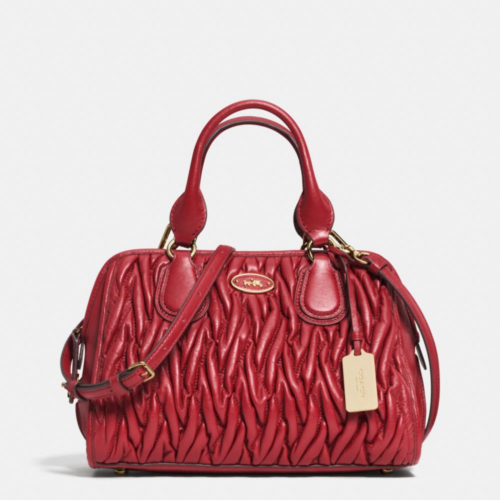 COACH GATHERED LTH SM STCH;LI/DE3 - LIGHT GOLD/RED CURRANT - F33550