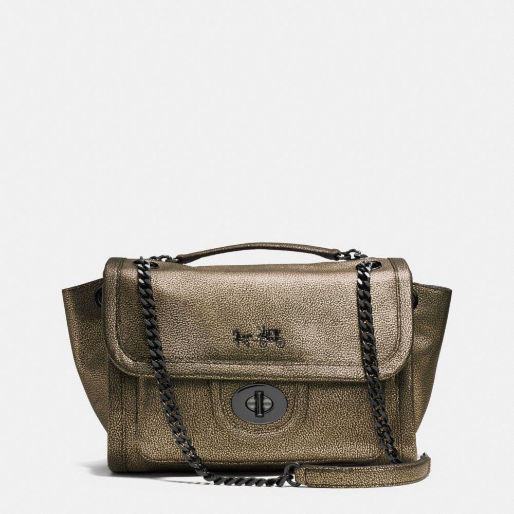 RANGER FLAP CROSSBODY IN METALLIC LEATHER - COACH f33553 -  VA/BRASS