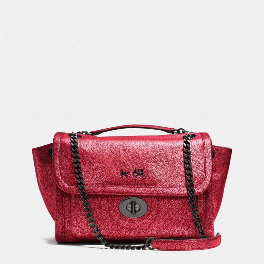 RANGER FLAP CROSSBODY IN METALLIC LEATHER - COACH f33553 -  VA/RED