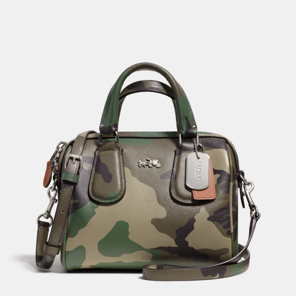 COACH MINI SURREY SATCHEL IN CAMO PRINT CROSSGRAIN LEATHER - SILVER/GREEN MULTI - F33591