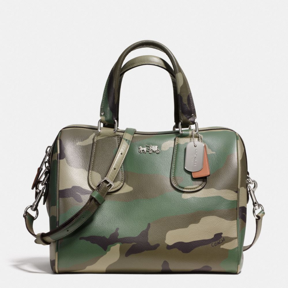 SURREY SATCHEL IN CAMO PRINT CROSSGRAIN LEATHER - COACH f33601 -  SILVER/GREEN MULTI