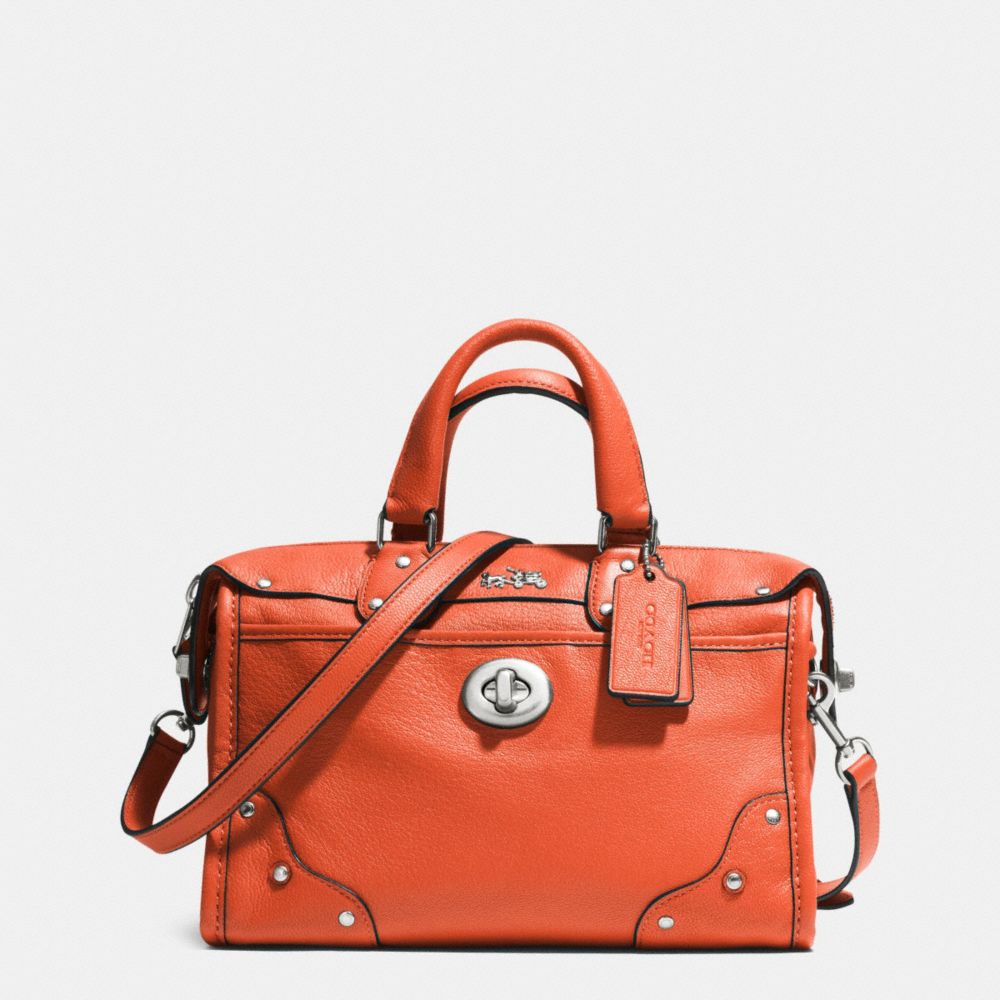 RHYDER 24 SATCHEL IN LEATHER - COACH f33690 - SILVER/CORAL