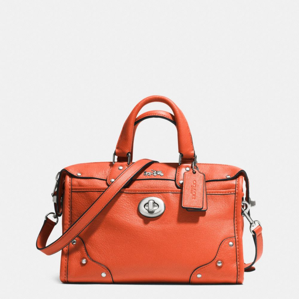 RHYDER 24 SATCHEL IN LEATHER - COACH F33690 - SILVER/CORAL