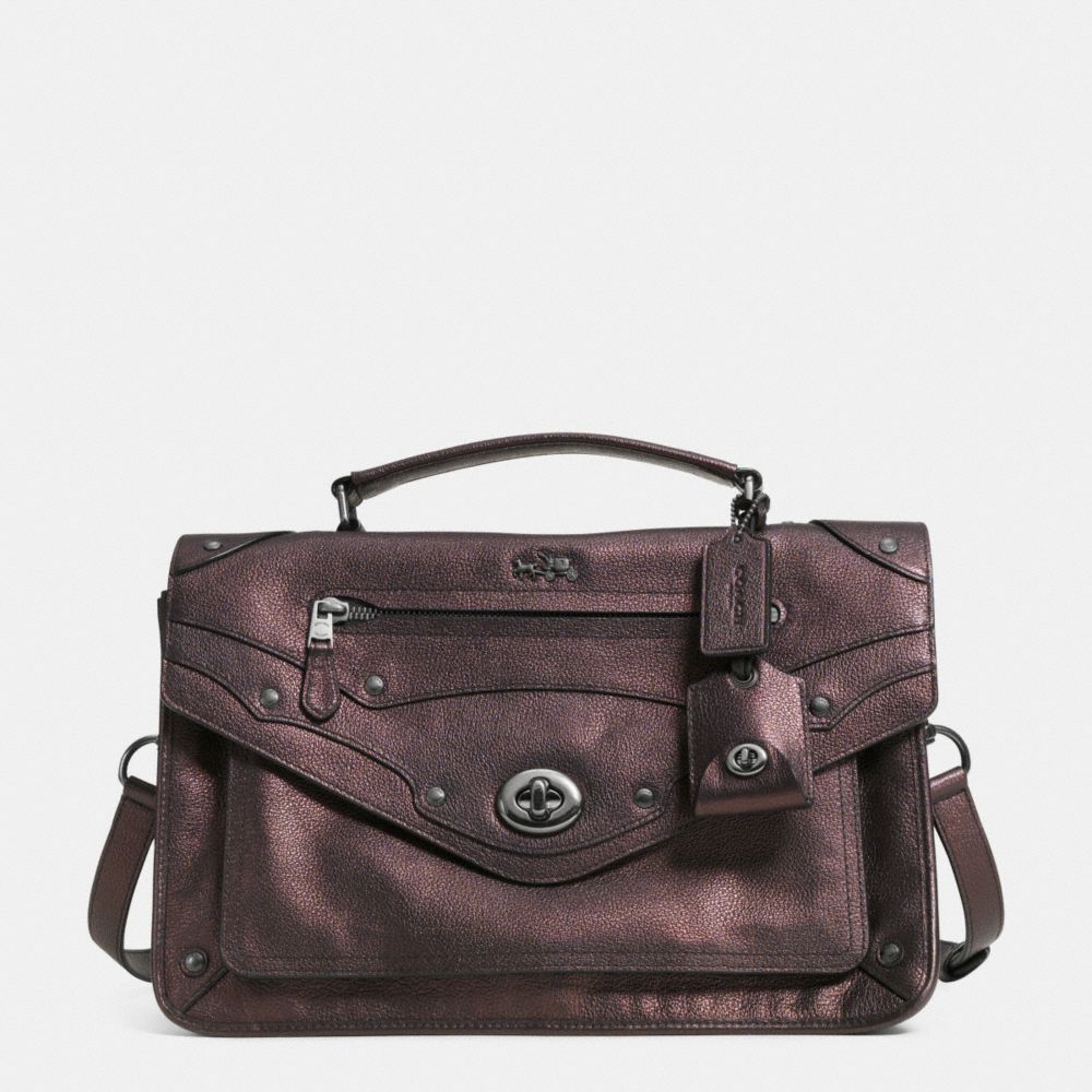 COACH RHYDER MESSENGER IN METALLIC LEATHER - QBBRZ - F33738