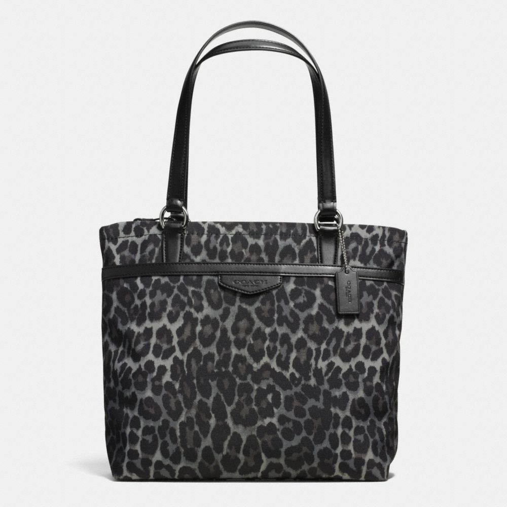 COACH SIGNATURE STRIPE OCELOT TOTE - SILVER/GREY MULTI - F33754