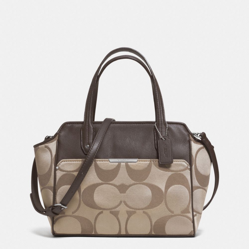 COACH TAYLOR SIGNATURE BETTE MINI TOTE CROSSBODY - SILVER/KHAKI/MAHOGANY - F33834