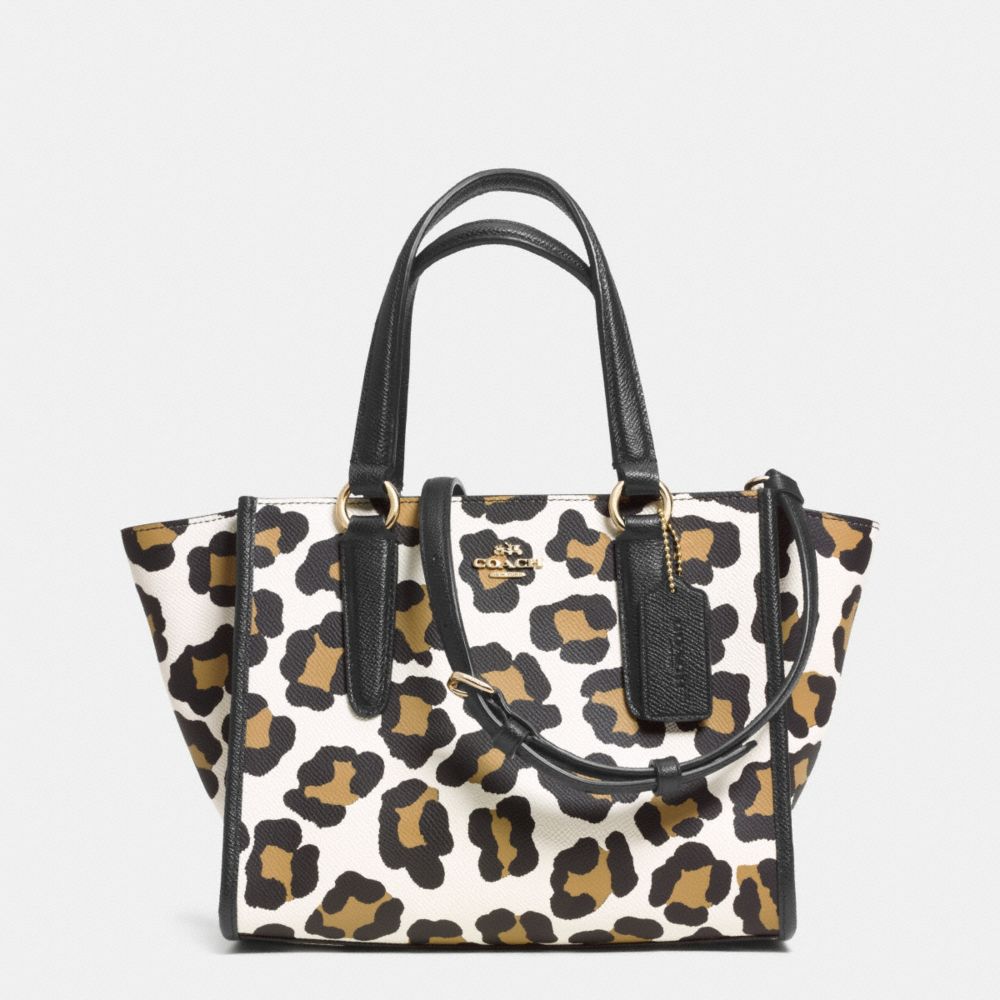 MINI CROSBY CARRYALL IN OCELOT PRINT LEATHER - COACH f33845 -  LIGHT GOLD/WHITE MULTICOLOR