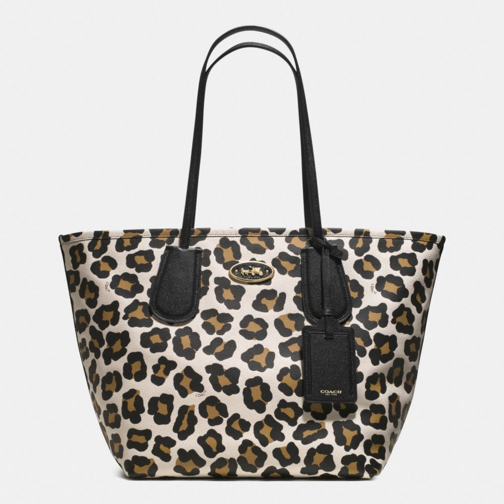 COACH COACH TAXI TOTE 28 IN OCELOT PRINT LEATHER - LIGHT GOLD/WHITE MULTICOLOR - F33851