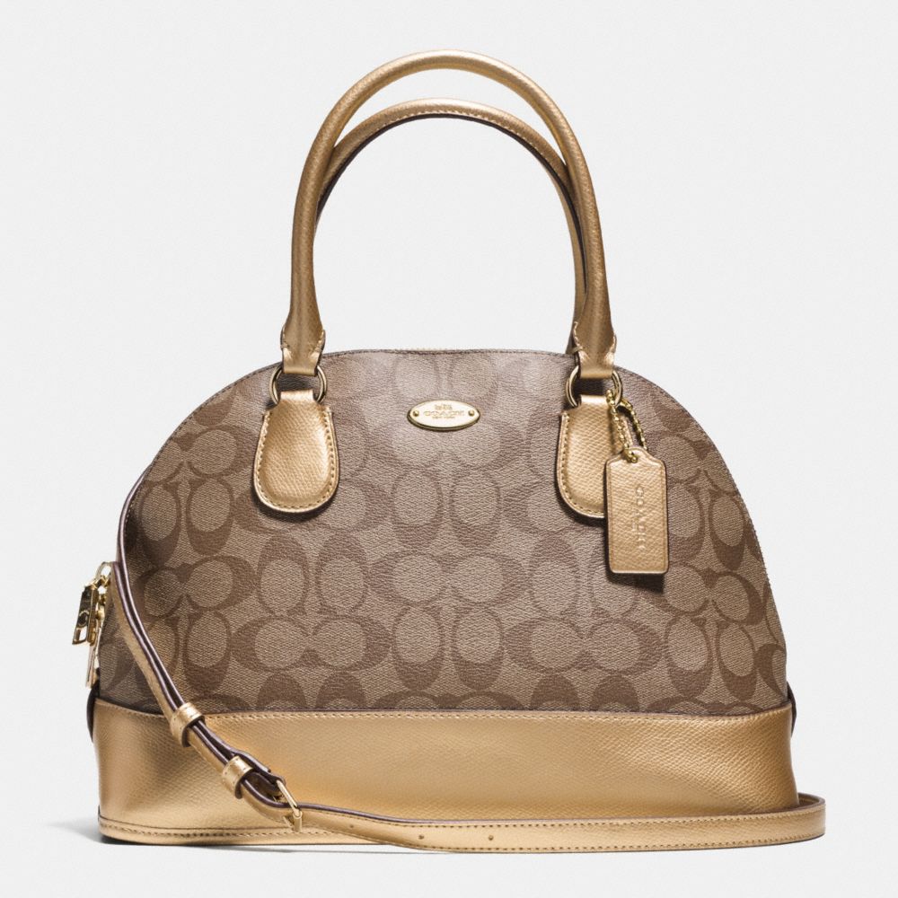 CORA DOMED SATCHEL IN SIGNATURE - COACH F33904 - IMITATION GOLD/KHAKI/GOLD