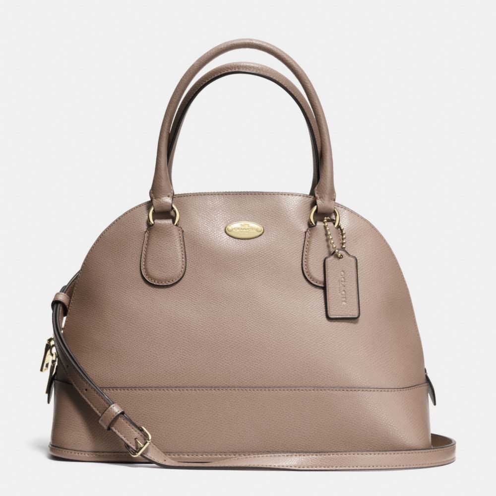 CORA DOMED SATCHEL IN CROSSGRAIN LEATHER - COACH f33909 - LIGHT GOLD/STONE