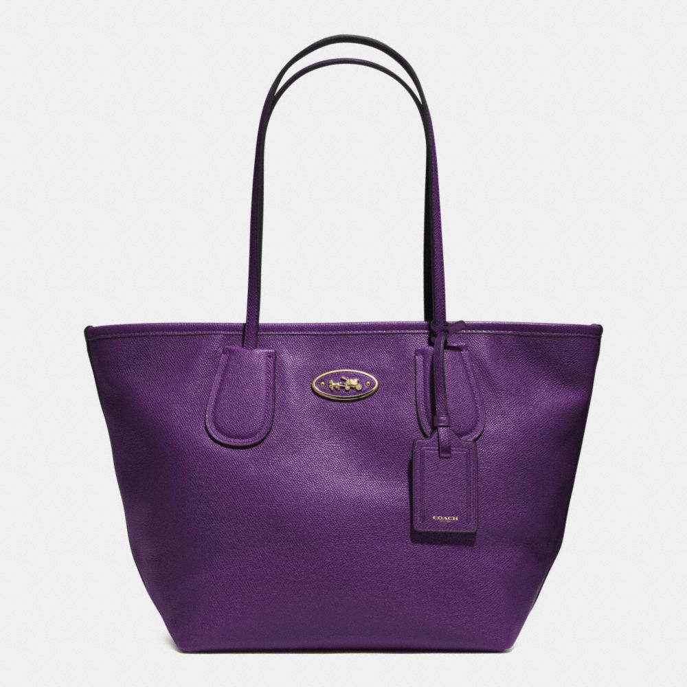 COACH TAXI ZIP TOP TOTE IN LEATHER - COACH f33915 -  LIGHT GOLD/VIOLET