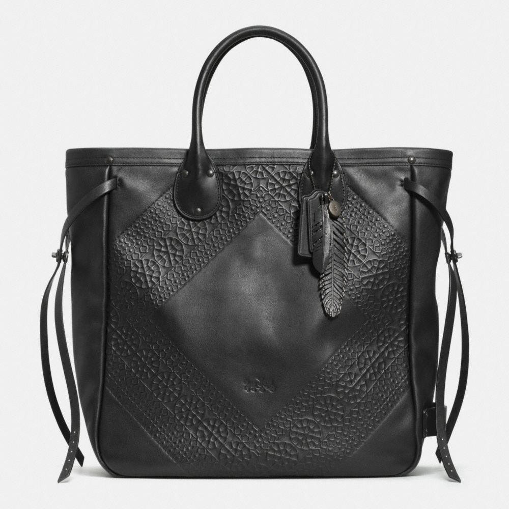 TATUM TALL TOTE IN TOOLING LEATHER - COACH f33925 - BNBLK