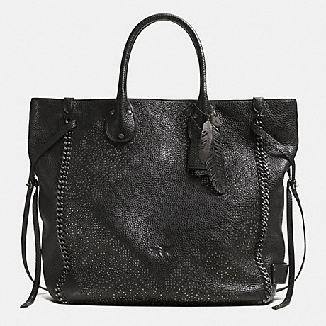 COACH TATUM LARGE STUDDED TALL TOTE IN WHIPLASH LEATHER - BNBLK - f33928