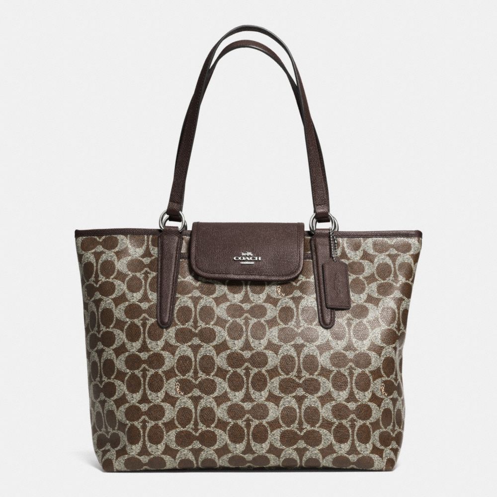 WARD TOTE IN SIGNATURE COATED CANVAS - COACH f33960 -  SILVER/BROWN/BROWN