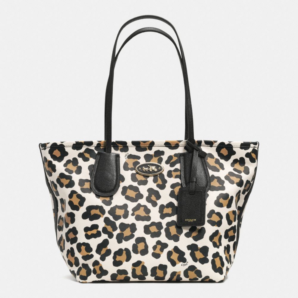 COACH TAXI ZIP TOP TOTE IN OCELOT PRINT LEATHER - COACH f33969 -  LIGHT GOLD/WHITE MULTICOLOR