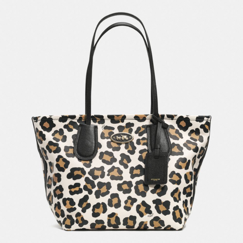 COACH TAXI ZIP TOP TOTE IN OCELOT PRINT LEATHER - COACH F33969 -  LIGHT GOLD/WHITE MULTICOLOR