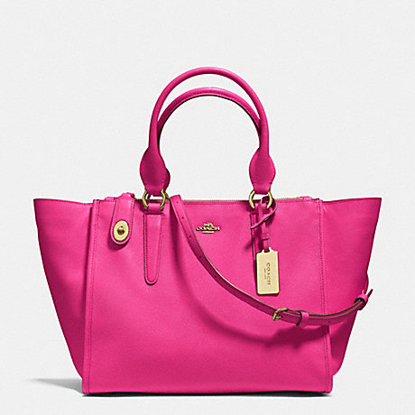 COACH CROSBY CARRYALL IN CROSSGRAIN LEATHER -  LIGHT GOLD/PINK RUBY - f33995