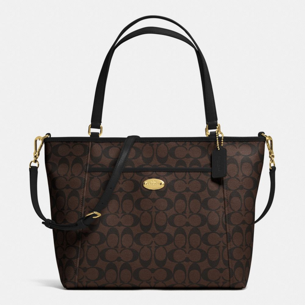 POCKET TOTE IN SIGNATURE - COACH f33998 - IMITATION GOLD/BROWN/BLACK