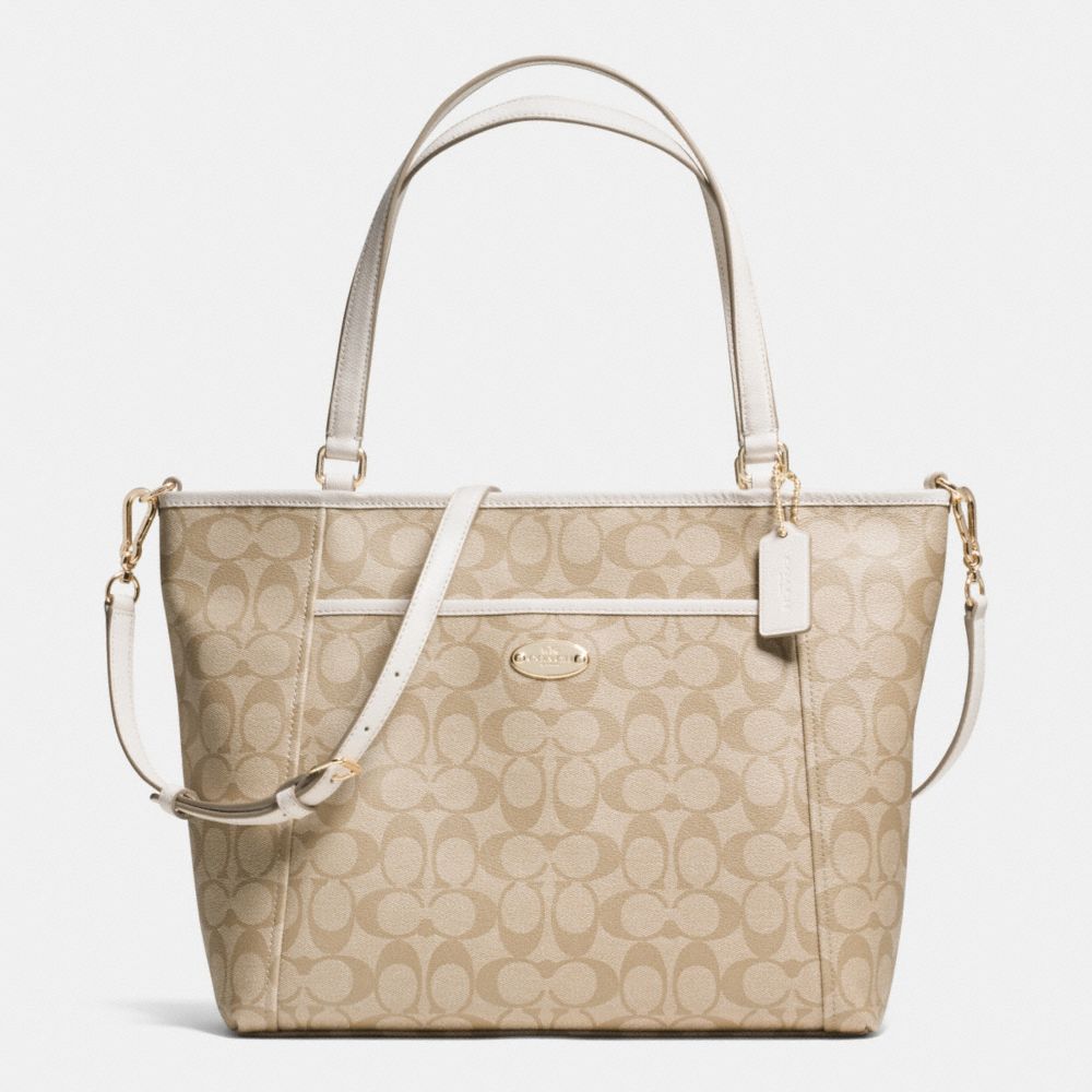 POCKET TOTE IN SIGNATURE - COACH f33998 - IMITATION GOLD/LIGHT KHAKI/CHALK