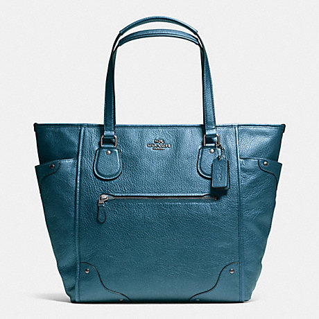 COACH MICKIE TOTE IN GRAIN LEATHER - ANTIQUE NICKEL/METALLIC BLUE - f34039