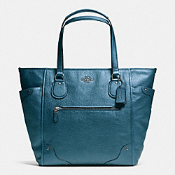 COACH MICKIE TOTE IN GRAIN LEATHER - ANTIQUE NICKEL/METALLIC BLUE - F34039