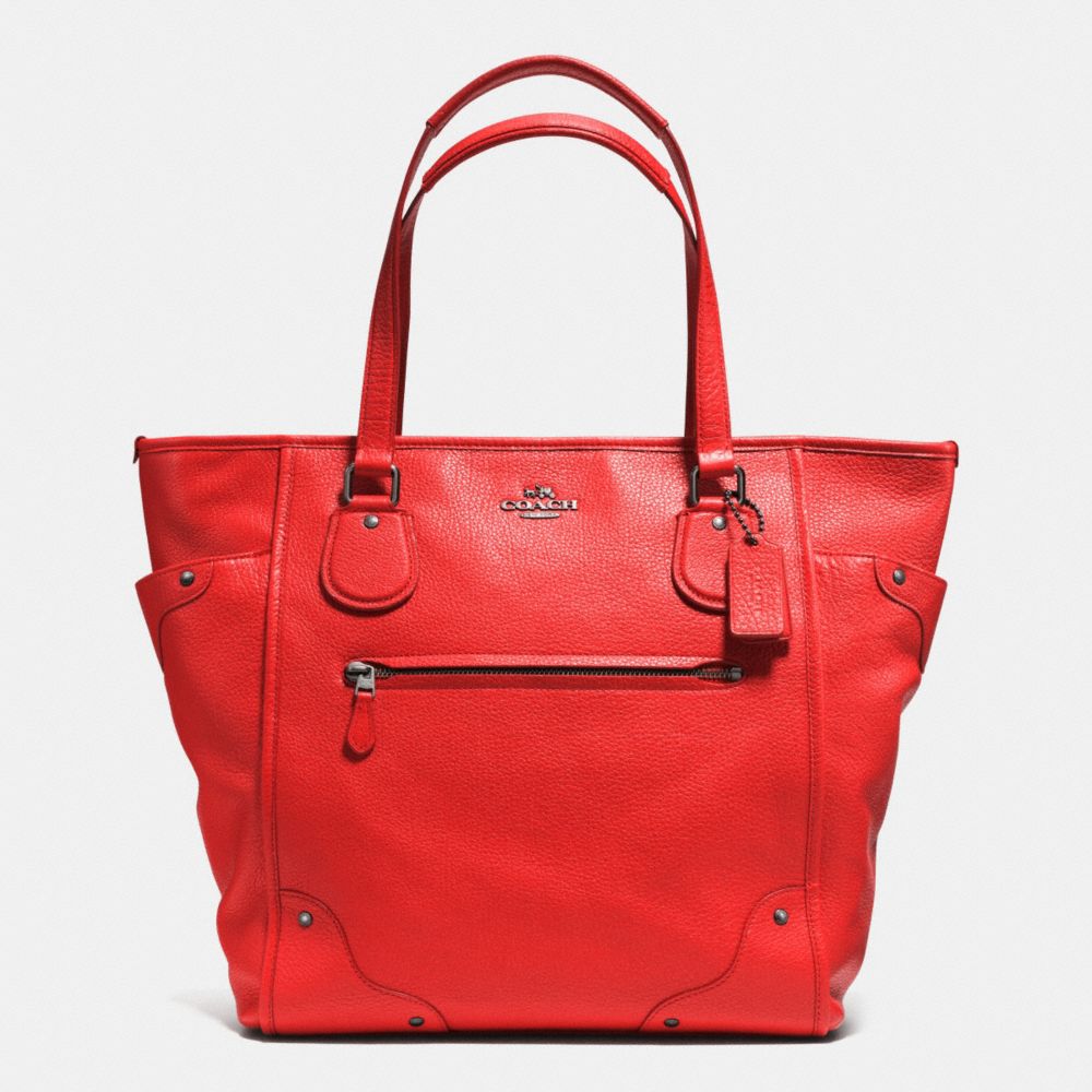 COACH MICKIE TOTE IN GRAIN LEATHER - ANTIQUE NICKEL/CARDINAL - F34039