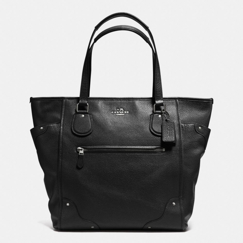 COACH MICKIE TOTE IN GRAIN LEATHER - SILVER/BLACK - F34039