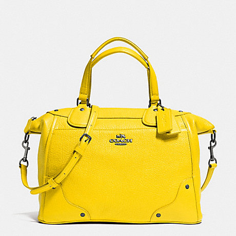 COACH MICKIE SATCHEL IN GRAIN LEATHER -  QB/YELLOW - f34040