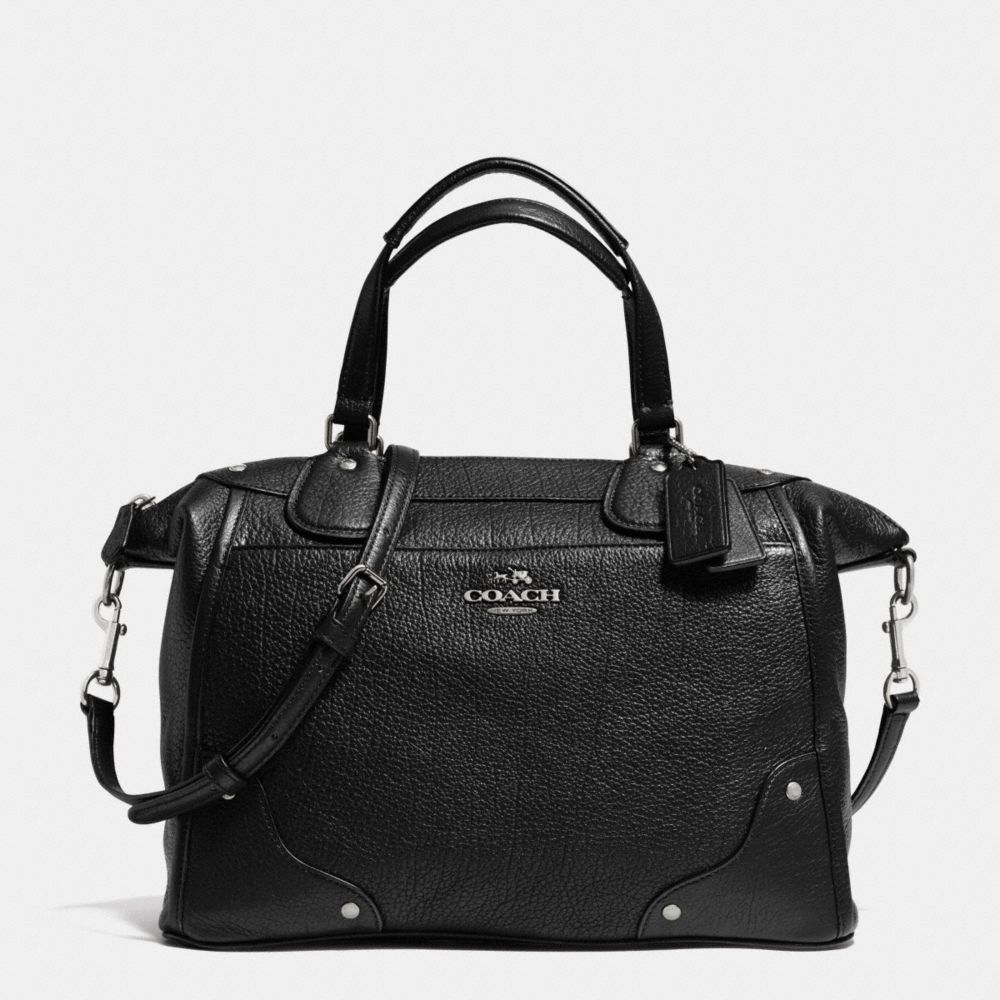 MICKIE SATCHEL IN GRAIN LEATHER - COACH f34040 - SILVER/BLACK