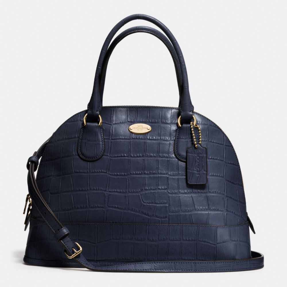 COACH CORA DOMED SATCHEL IN EMBOSSED CROCO LEATHER - LIGHT GOLD/MIDNIGHT - F34053