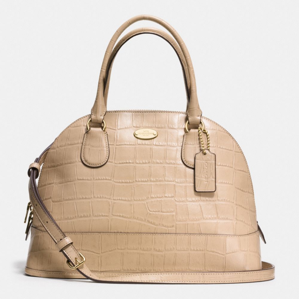 CORA DOMED SATCHEL IN EMBOSSED CROCO LEATHER - COACH f34053 -  LIGHT GOLD/NUDE