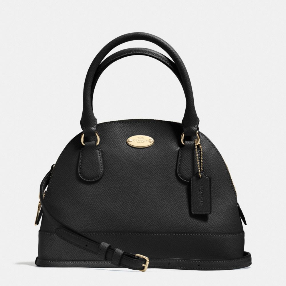 MINI CORA DOMED SATCHEL IN CROSSGRAIN LEATHER - COACH f34090 -  LIGHT GOLD/BLACK