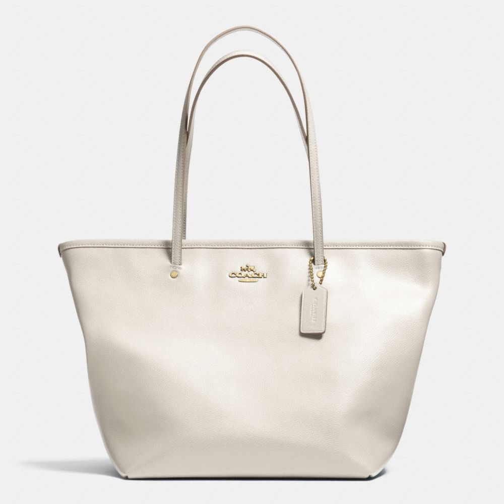 COACH STREET ZIP TOTE IN LEATHER - LIGHT GOLD/CHALK - F34103