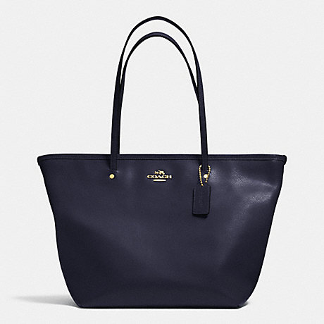 COACH STREET ZIP TOTE IN LEATHER - LIGHT GOLD/MIDNIGHT - f34103