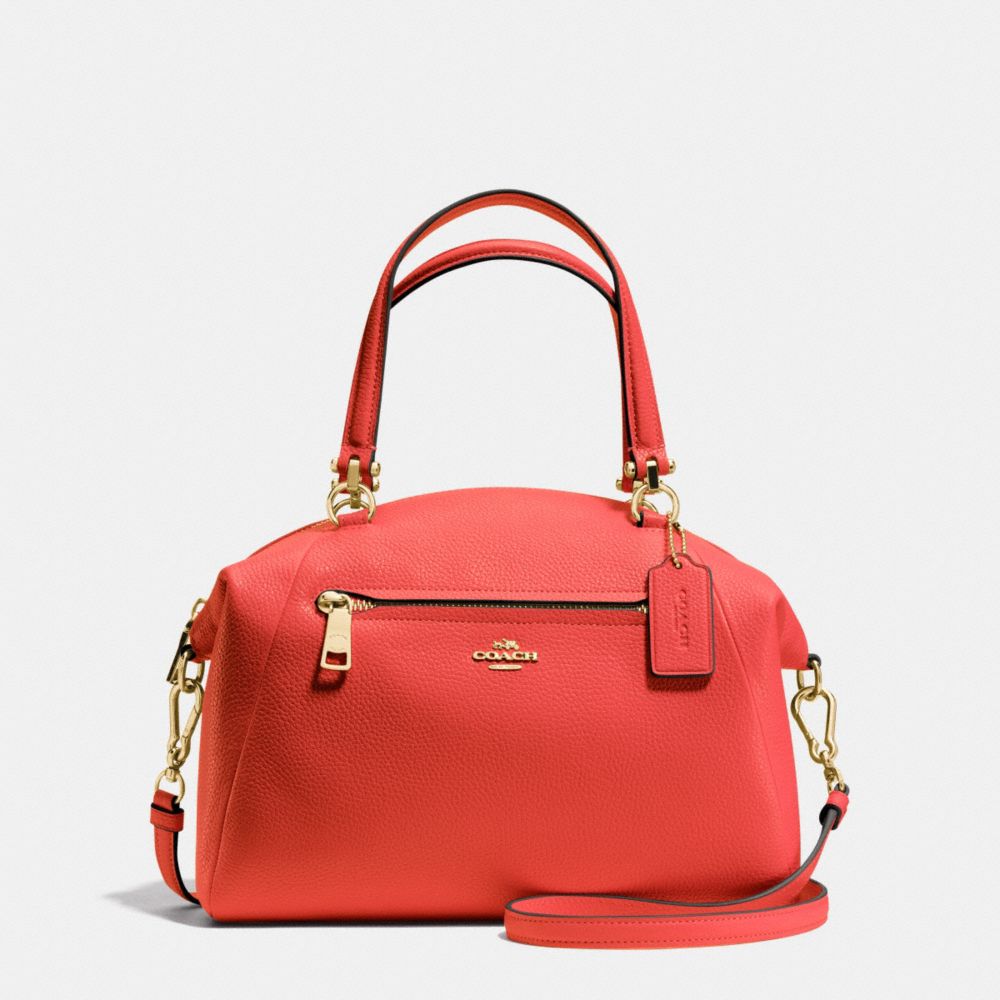 PRAIRIE SATCHEL IN PEBBLE LEATHER - COACH F34340 - LIGHT GOLD/CARMINE