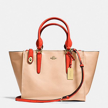 COACH CROSBY CARRYALL IN TWO TONE LEATHER - LIGHT GOLD/APRICOT/CORAL - f34351