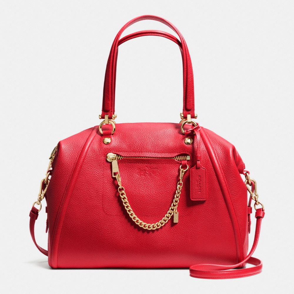 PRAIRIE SATCHEL WITH CHAIN IN PEBBLE LEATHER - COACH f34362 - LIGHT GOLD/RED