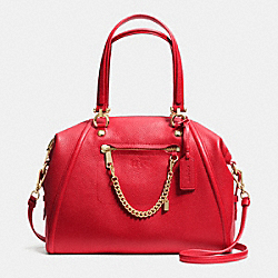 COACH PRAIRIE SATCHEL WITH CHAIN IN PEBBLE LEATHER - LIGHT GOLD/RED - F34362
