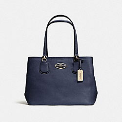 COACH KITT CARRYALL IN CROSSGRAIN LEATHER - LIGHT GOLD/NAVY - F34388