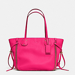 TATUM TOTE IN WHIPLASH LEATHER - COACH f34398 - LIGHT GOLD/PINK RUBY
