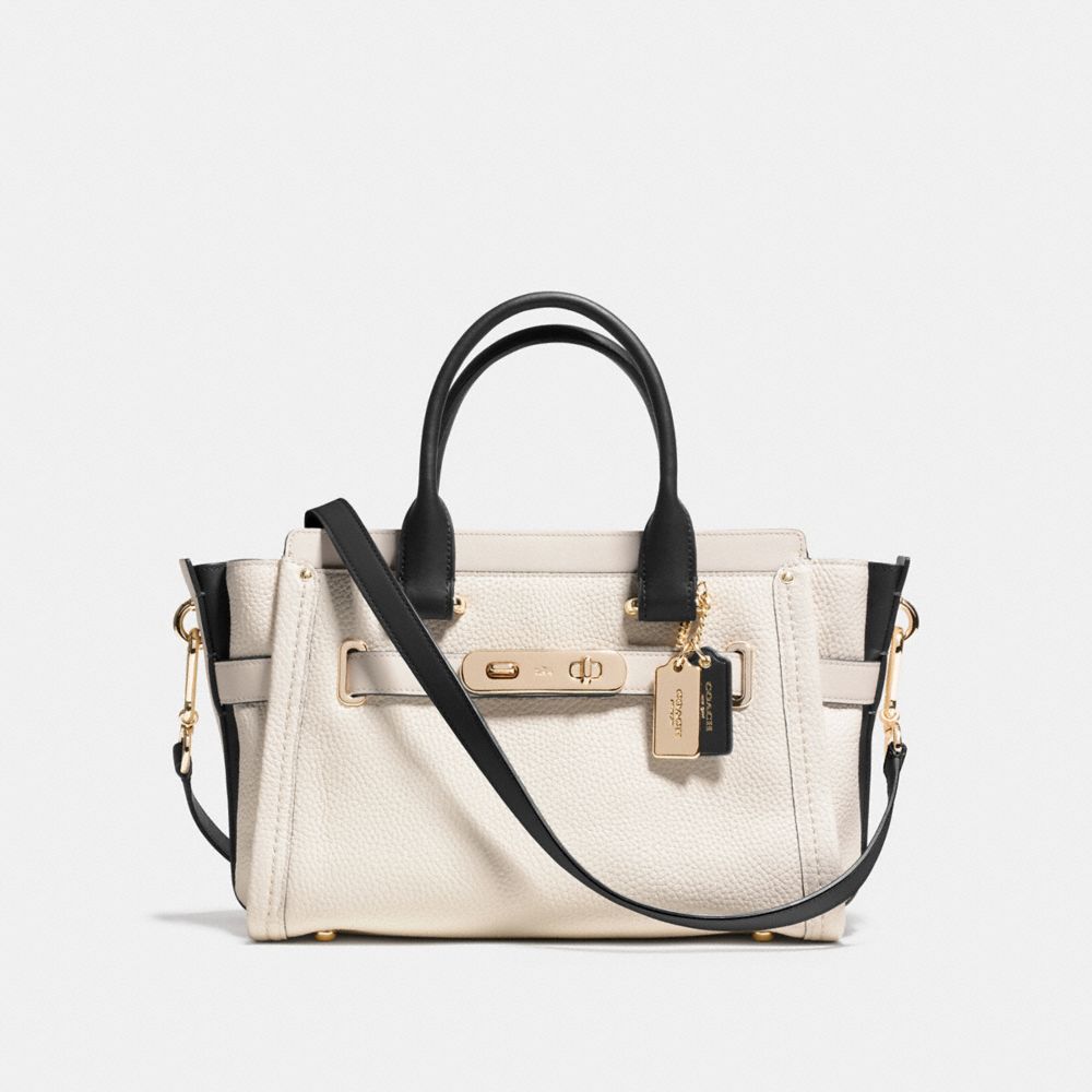 COACH SWAGGER 27 IN COLORBLOCK LEATHER - COACH f34417 - LIGHT  GOLD/CHALK MULTI