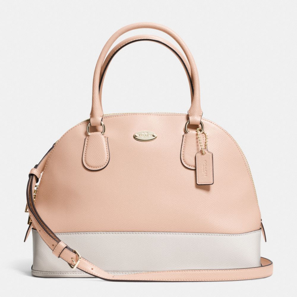 CORA DOMED SATCHEL IN BICOLOR CROSSGRAIN LEATHER - COACH f34491 -  LIGHT GOLD/APRICOT/CHALK