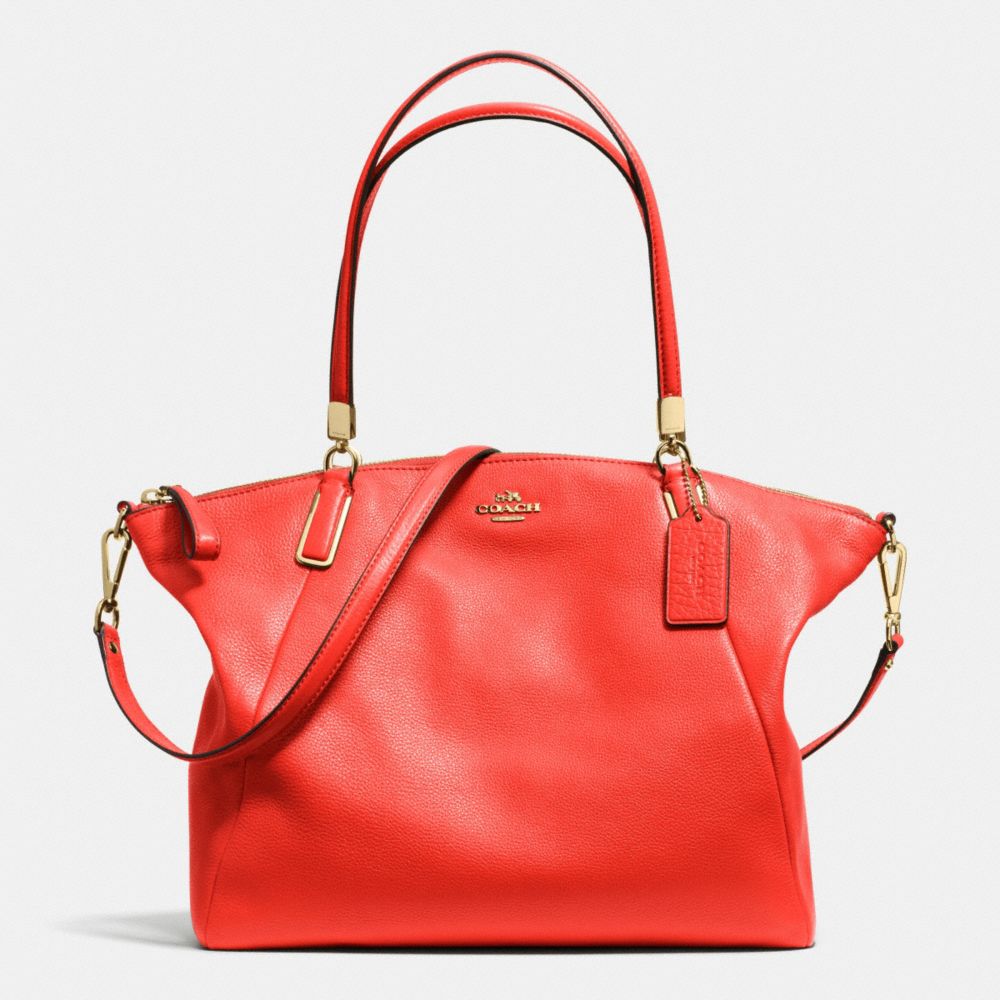 COACH KELSEY SATCHEL IN PEBBLE LEATHER - LIGHT GOLD/CARDINAL - F34494