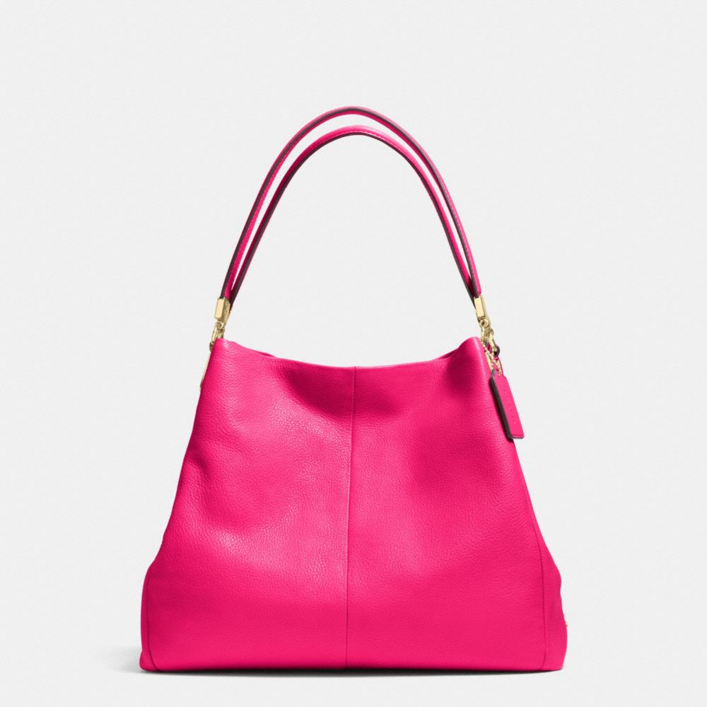 COACH PHOEBE SHOULDER BAG IN PEBBLE LEATHER - LIGHT GOLD/PINK RUBY - F34495