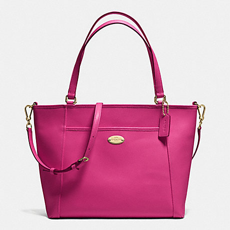 COACH POCKET TOTE IN CROSSGRAIN LEATHER - IMITATION GOLD/CRANBERRY - f34497